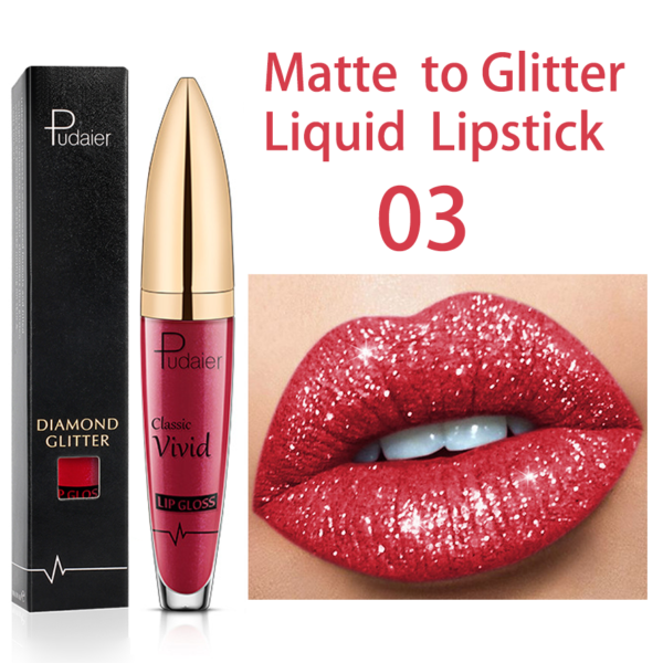 Batom Diamante brilho perolado brilho labial à prova waterproof água de longa duração fosco brilho - Image 12
