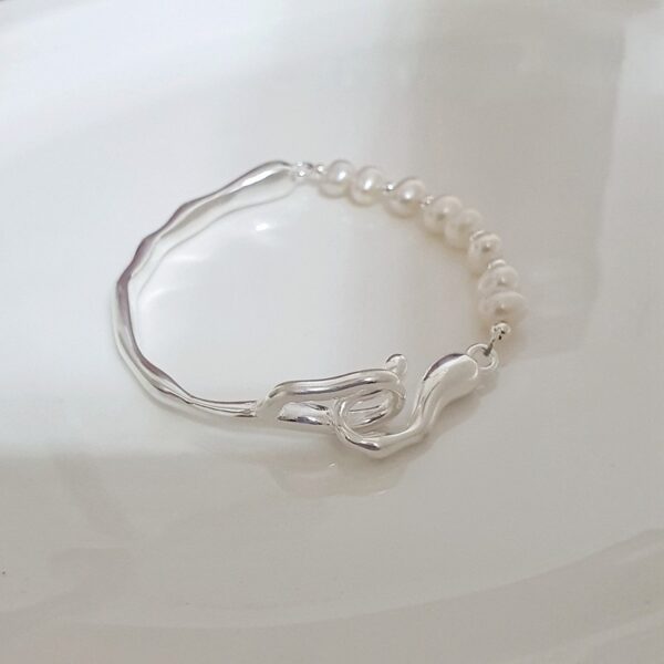 Pulseira feminina-VENTFILLE 925 Sterling Silver Pearls Bambu Knots, Coreano - Image 18