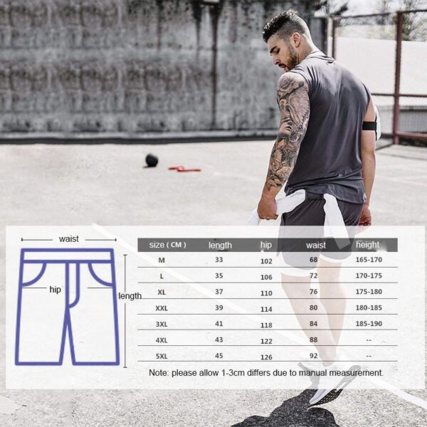 Shorts Double-Deck Quick Dry Sport Curto para Homens, Ginásio Running, Camo, Fitness, Jogging, Treino, Crossfit, Masculino, 2 em 1 - Image 9