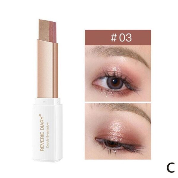 Sombra Double Color Glitter Eye Shadow Stick Lápis, Impermeável, Bicolor, Shimmer, Cosméticos, Beleza Maquiagem - Image 2
