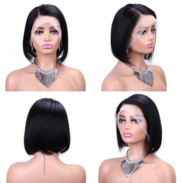 Peruca Bone Straight Bob para mulheres, cabelo humano frente com renda, curta Bob, frontal com renda sem cola HD, 180% - Image 6