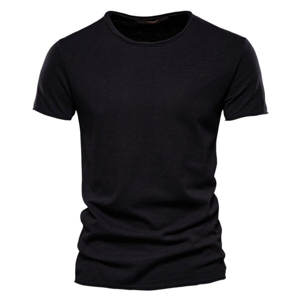 Camiseta monocromática com decote em O masculina, camiseta clássica, 100% algodão, alta qualidade, verão - Image 7