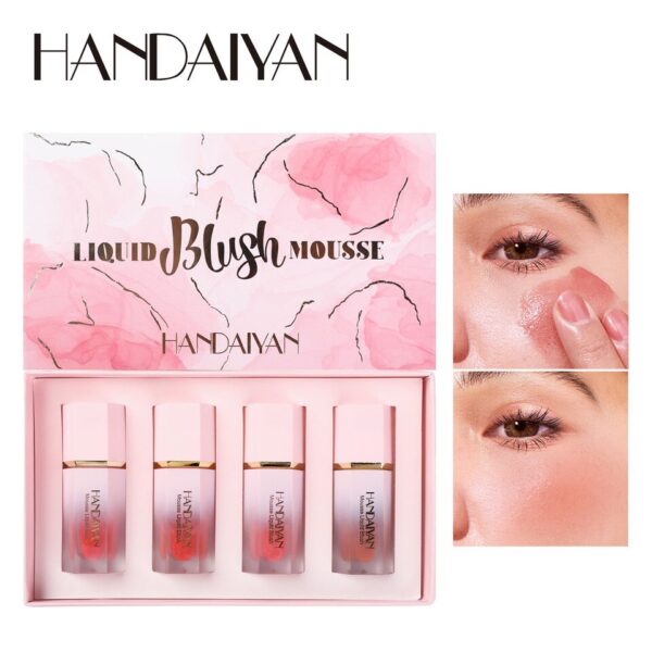 Blush de Maquiagem HANDAIYAN Multiuso Impermeável com Esponja, Líquido, Nutritivo, Bochecha, Cosméticos para Olhos e Lábios - Image 7