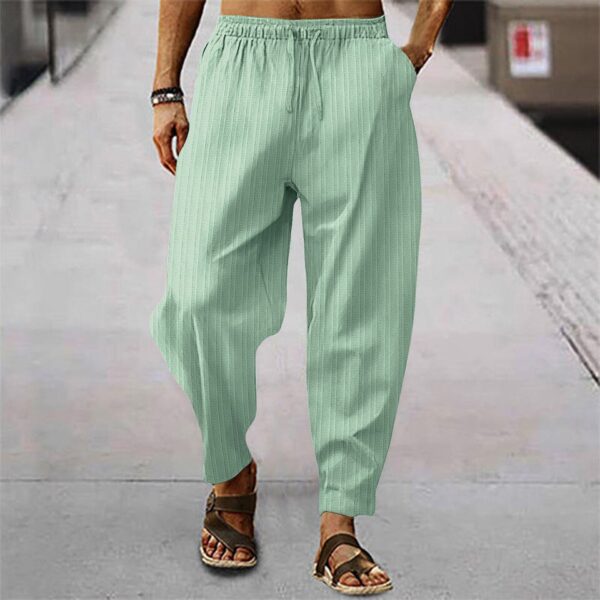 Calça casual solta de linho de algodão masculina, calça monocromática, streetwear, listra de 15 cores, primavera, outono, S-3XL - Image 21