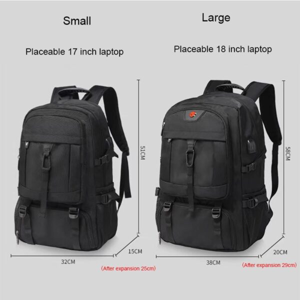 Mochilas Multifuncionais Masculinas, para Laptop, Carregamento USB, Mochila Impermeável, Bagagem Grande, Camping, 15.6, 17" - Image 3