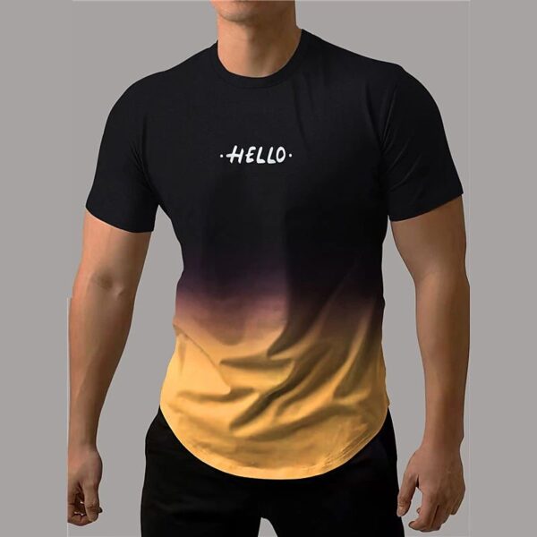 Camiseta estampada com letra masculina, gradiente de contraste, de manga curta Harajuku, pescoço, camisetas extragrandes - Image 25