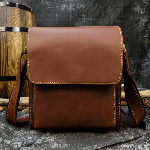 Bolsa em couro, Alta qualidade, de ombro masculino crossbody grosso - Image 7