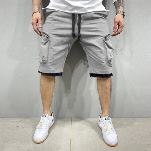 Bermuda Masculina curta solta para jogging, moda casual de streetwear fitness, esportivos com vários bolsos, hip cargo, verão - Image 11