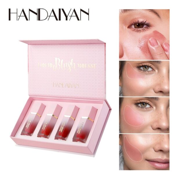 Blush de Maquiagem HANDAIYAN Multiuso Impermeável com Esponja, Líquido, Nutritivo, Bochecha, Cosméticos para Olhos e Lábios - Image 10