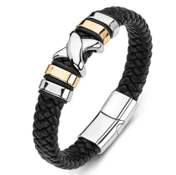Pulseira de couro trançado à mão para homens e mulheres, cruz simples e delicada, amuletos cristãos - Image 2