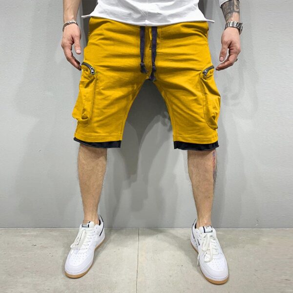 Bermuda Masculina curta solta para jogging, moda casual de streetwear fitness, esportivos com vários bolsos, hip cargo, verão - Image 2