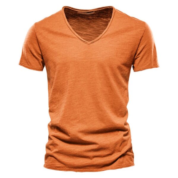 Camiseta monocromática com decote em O masculina, camiseta clássica, 100% algodão, alta qualidade, verão - Image 17
