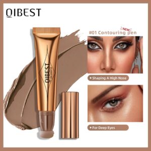 Blush QIBEST Líquido De Pêssego Rosa, Fosco De Veludo, Pigmento De Rosto Vara, Creme Natural Durável, Bochecha, Maquiagem