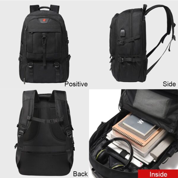 Mochilas Multifuncionais Masculinas, para Laptop, Carregamento USB, Mochila Impermeável, Bagagem Grande, Camping, 15.6, 17" - Image 5