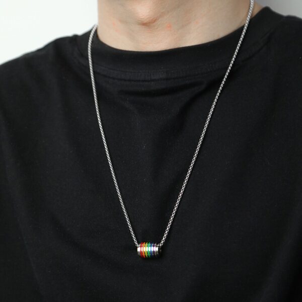 Colar com pingente 316l aço inoxidável arco-íris pingente tag lésbica, gay - Image 2