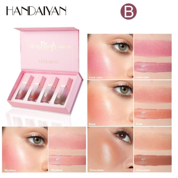 Blush de Maquiagem HANDAIYAN Multiuso Impermeável com Esponja, Líquido, Nutritivo, Bochecha, Cosméticos para Olhos e Lábios - Image 9