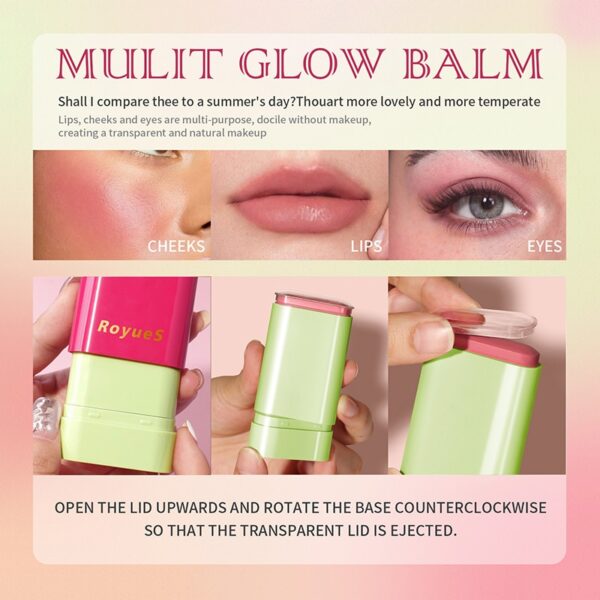 Blush Stick Natural Multi-Function, Cheek Face Rouge, duradouro alta cor Rendering creme, tom de pele de clareamento, à prova d'água - Image 4