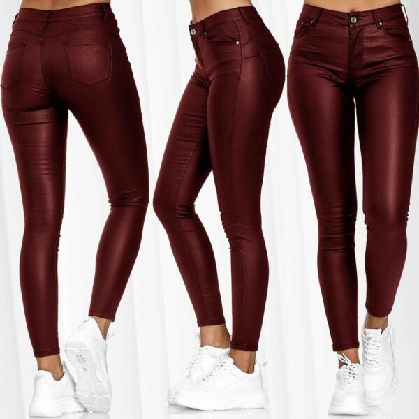 Calça feminina PU couro de cintura alta lápis, Sexy Stretch Bodycon, Casual, compridas, plus size S-3XL - Image 7