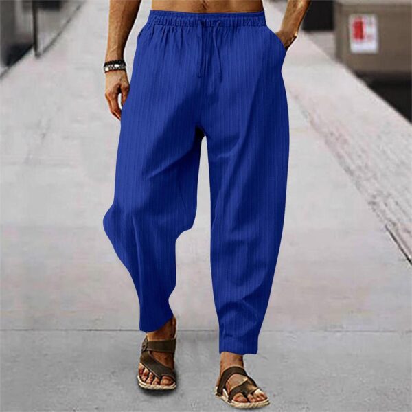 Calça casual solta de linho de algodão masculina, calça monocromática, streetwear, listra de 15 cores, primavera, outono, S-3XL - Image 11