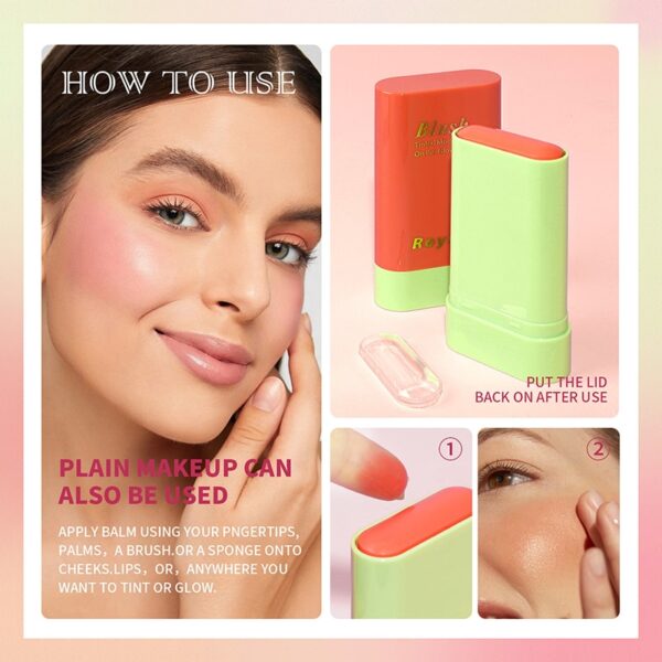 Blush Stick Natural Multi-Function, Cheek Face Rouge, duradouro alta cor Rendering creme, tom de pele de clareamento, à prova d'água - Image 7