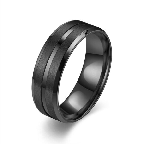Anel multifacetado preto do sulco do aço inoxidável para homens e mulheres, moda - Image 36
