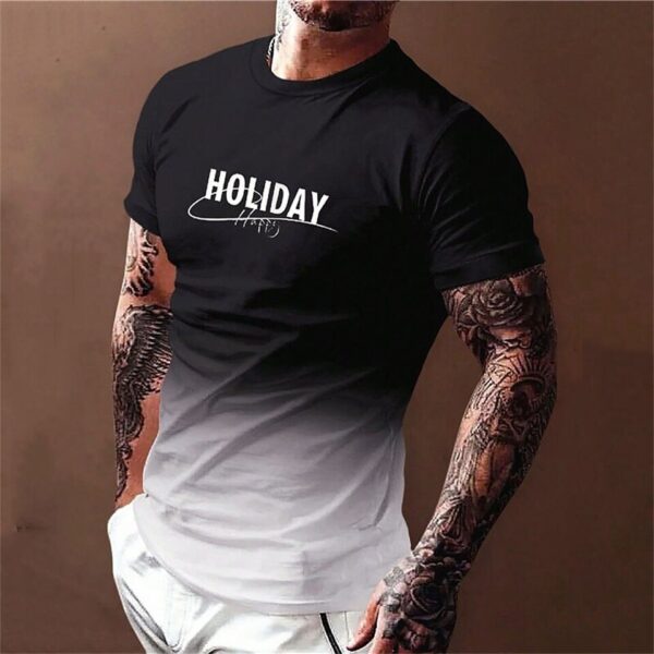 Camiseta estampada com letra masculina, gradiente de contraste, de manga curta Harajuku, pescoço, camisetas extragrandes - Image 26
