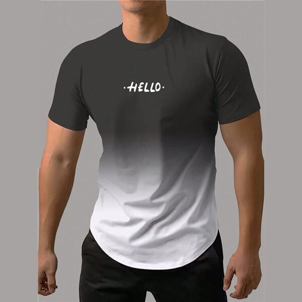 Camiseta estampada com letra masculina, gradiente de contraste, de manga curta Harajuku, pescoço, camisetas extragrandes - Image 9