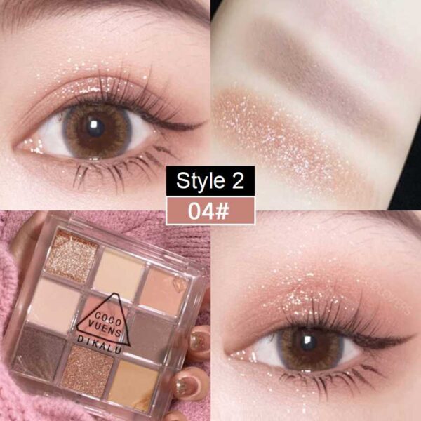 Sombra 9 Colors Glitter Eyeshadow Palette Pearlescent Matte Earth Color Acrílico Paleta de Sombras Impermeável, Coreano - Image 14