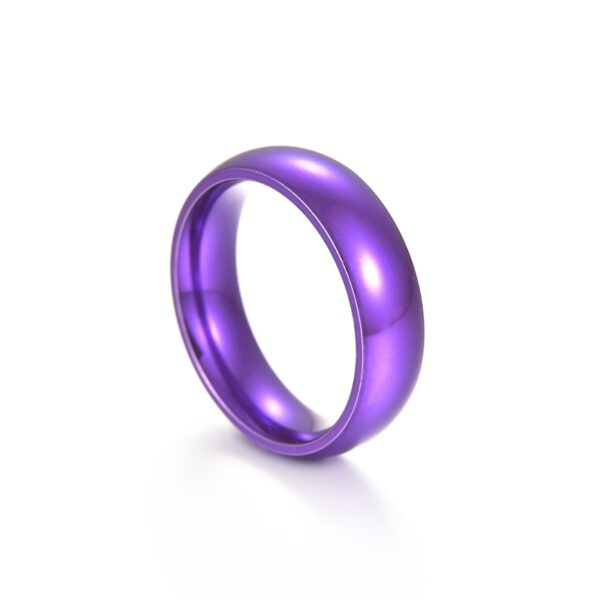 Anel de aço inoxidável, Simples 8mm, masculino roxo acabamento fosco chanfrado borda polido. - Image 8