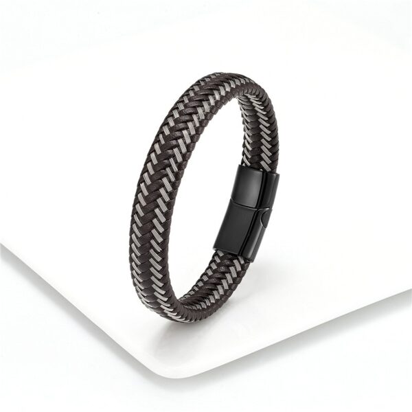 Pulseira de corda trançada, Aço inoxidável couro, jóias vermelhas masculinas - Image 22