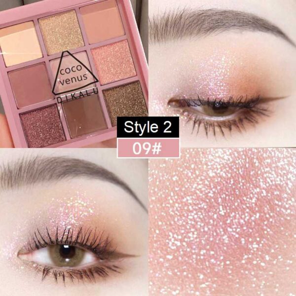 Sombra 9 Colors Glitter Eyeshadow Palette Pearlescent Matte Earth Color Acrílico Paleta de Sombras Impermeável, Coreano - Image 24