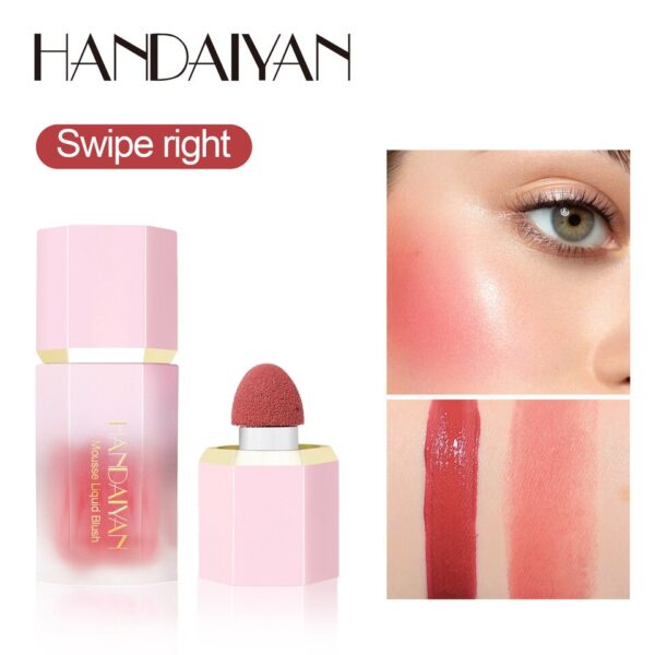 Blush de Maquiagem HANDAIYAN Multiuso Impermeável com Esponja, Líquido, Nutritivo, Bochecha, Cosméticos para Olhos e Lábios - Image 6