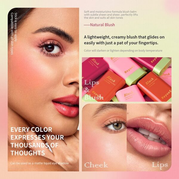 Blush Stick Natural Multi-Function, Cheek Face Rouge, duradouro alta cor Rendering creme, tom de pele de clareamento, à prova d'água - Image 3