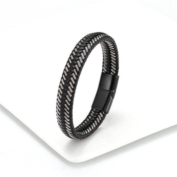 Pulseira de corda trançada, Aço inoxidável couro, jóias vermelhas masculinas - Image 19