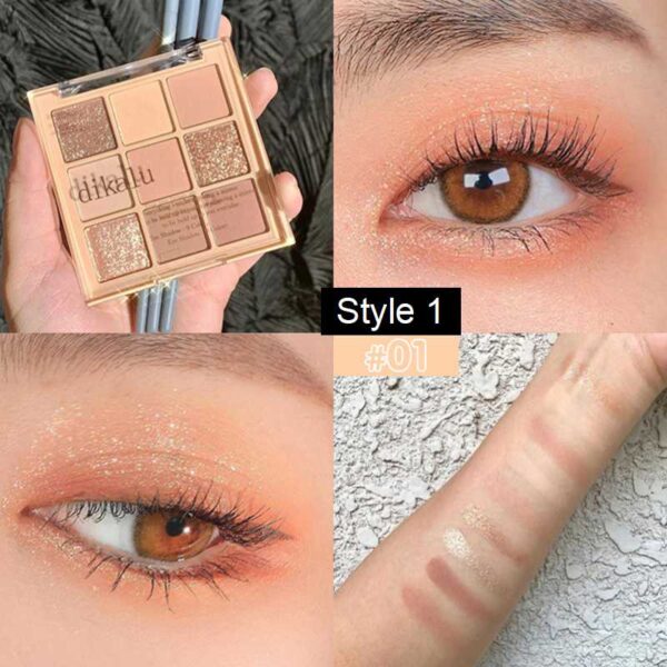 Sombra 9 Colors Glitter Eyeshadow Palette Pearlescent Matte Earth Color Acrílico Paleta de Sombras Impermeável, Coreano - Image 13