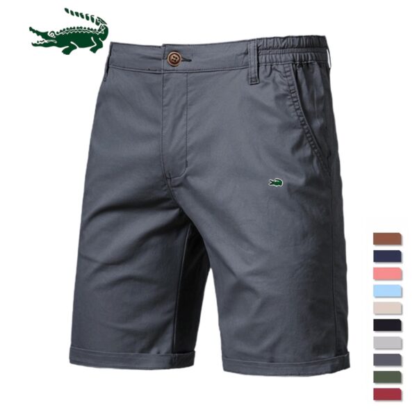 Bermuda 100% Algodão Sólidos 2023 Novo Verão, de Alta Qualidade Casual Business Social Cintura Elástica, 10 Cores - Image 15