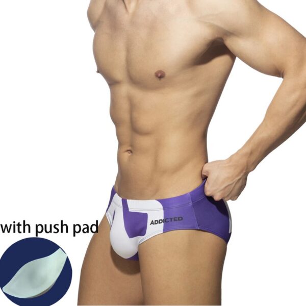 Sunga banho sexy americano e europeu masculino, triangular, estampados, praia, nova moda, verão - Image 3