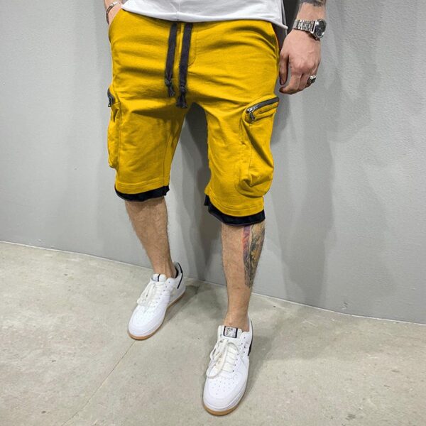 Bermuda Masculina curta solta para jogging, moda casual de streetwear fitness, esportivos com vários bolsos, hip cargo, verão - Image 4