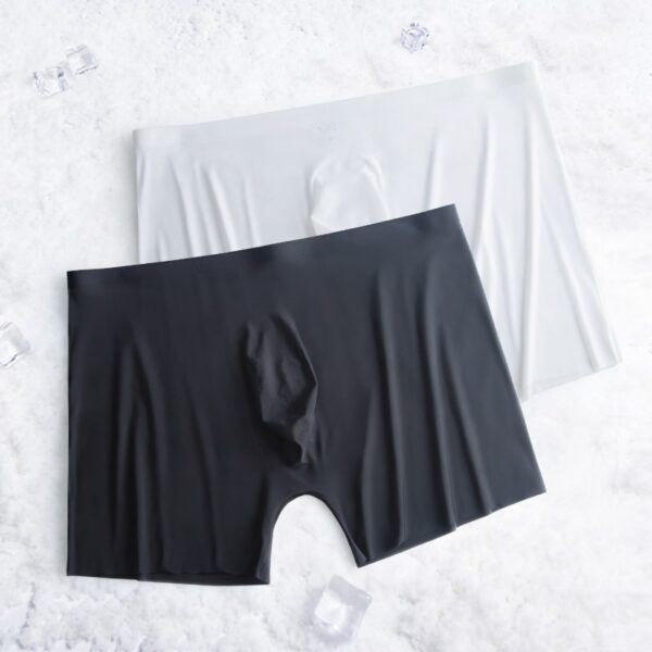 Cueca Shorts boxer de malha transparente ultra-fino masculino, seda gelo, nu, sem costura, plus size, sexy, novo, 1-2 peças - Image 4