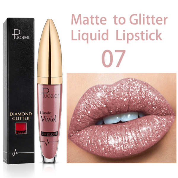 Batom Diamante brilho perolado brilho labial à prova waterproof água de longa duração fosco brilho - Image 9