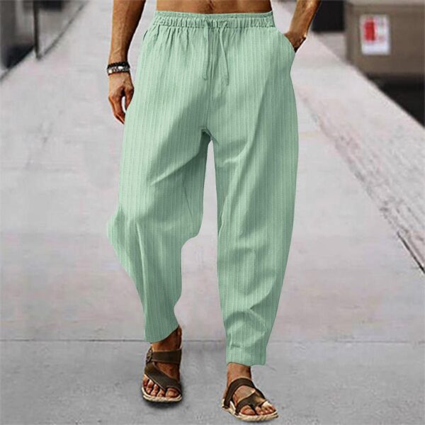 Calça casual solta de linho de algodão masculina, calça monocromática, streetwear, listra de 15 cores, primavera, outono, S-3XL - Image 13