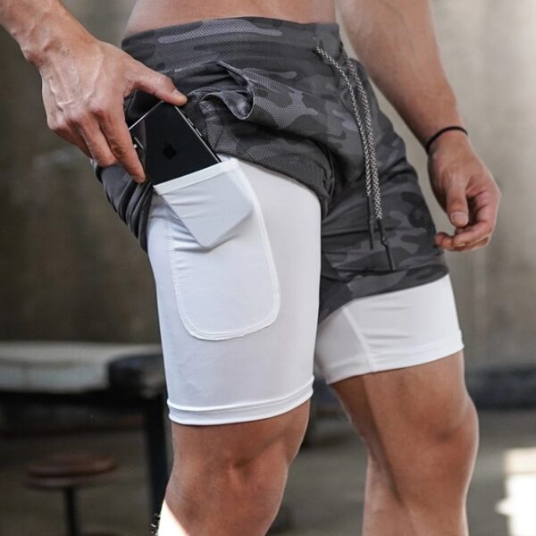 Shorts Double-Deck Quick Dry Sport Curto para Homens, Ginásio Running, Camo, Fitness, Jogging, Treino, Crossfit, Masculino, 2 em 1 - Image 10
