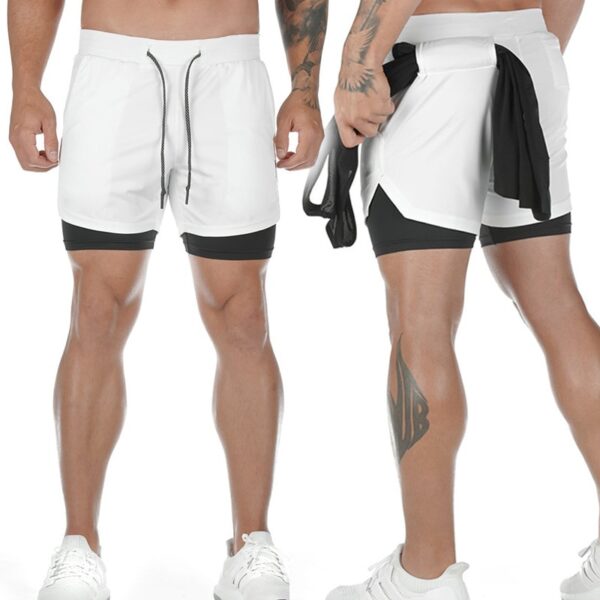 Shorts Double-Deck Quick Dry Sport Curto para Homens, Ginásio Running, Camo, Fitness, Jogging, Treino, Crossfit, Masculino, 2 em 1 - Image 6