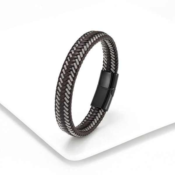 Pulseira de corda trançada, Aço inoxidável couro, jóias vermelhas masculinas - Image 12