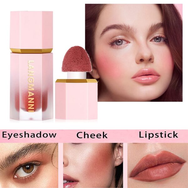 Blush Stick Impermeável Facial Natural Cheek Rouge 14 Cores Silky Smooth Bochecha Tint Líquido Rosto Blush, com Esponja