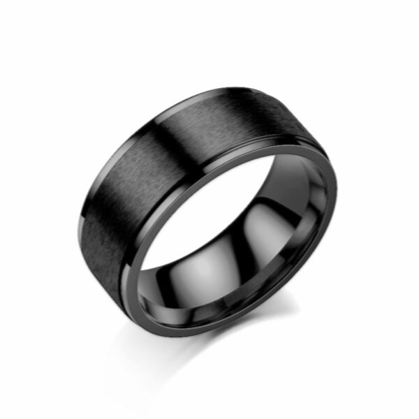 Anel multifacetado preto do sulco do aço inoxidável para homens e mulheres, moda - Image 17