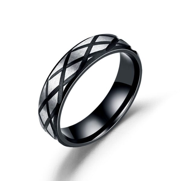 Anel multifacetado preto do sulco do aço inoxidável para homens e mulheres, moda - Image 31
