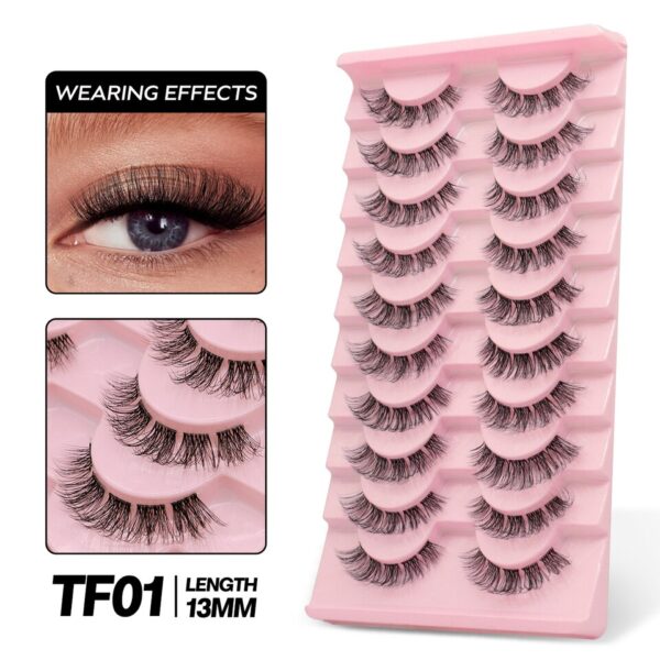 Cílios GROINNEYA-Pacote de Cílios Vison, 3D Clear Band, Manga Falsa, Olho de Gato, Natural, 5 Pares, 10 Pares - Image 18