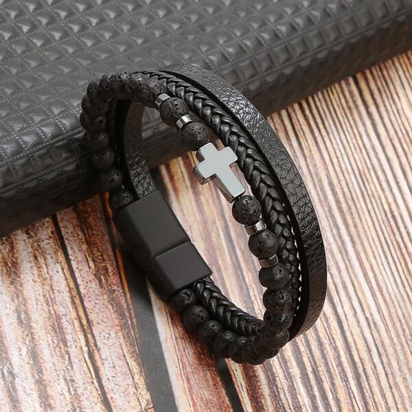 Pulseira de Couro Multicamada Trançada para Homens, Joia Frisada Olho de Tigre, Moda Clássica, Presente de Festa, Alta Qualidade, 19 cm, 21 cm, 23cm - Image 21