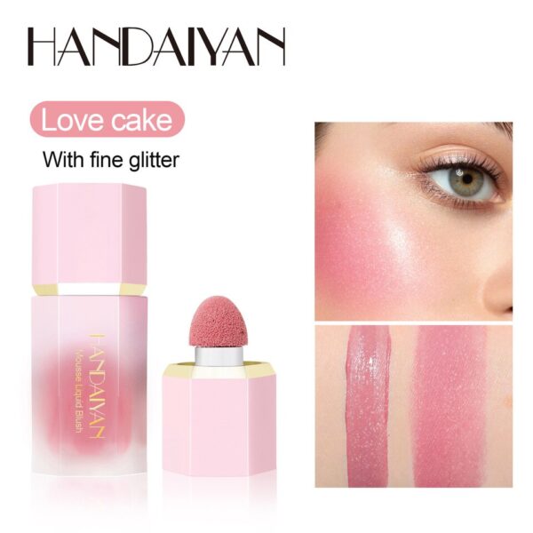 Blush de Maquiagem HANDAIYAN Multiuso Impermeável com Esponja, Líquido, Nutritivo, Bochecha, Cosméticos para Olhos e Lábios - Image 2